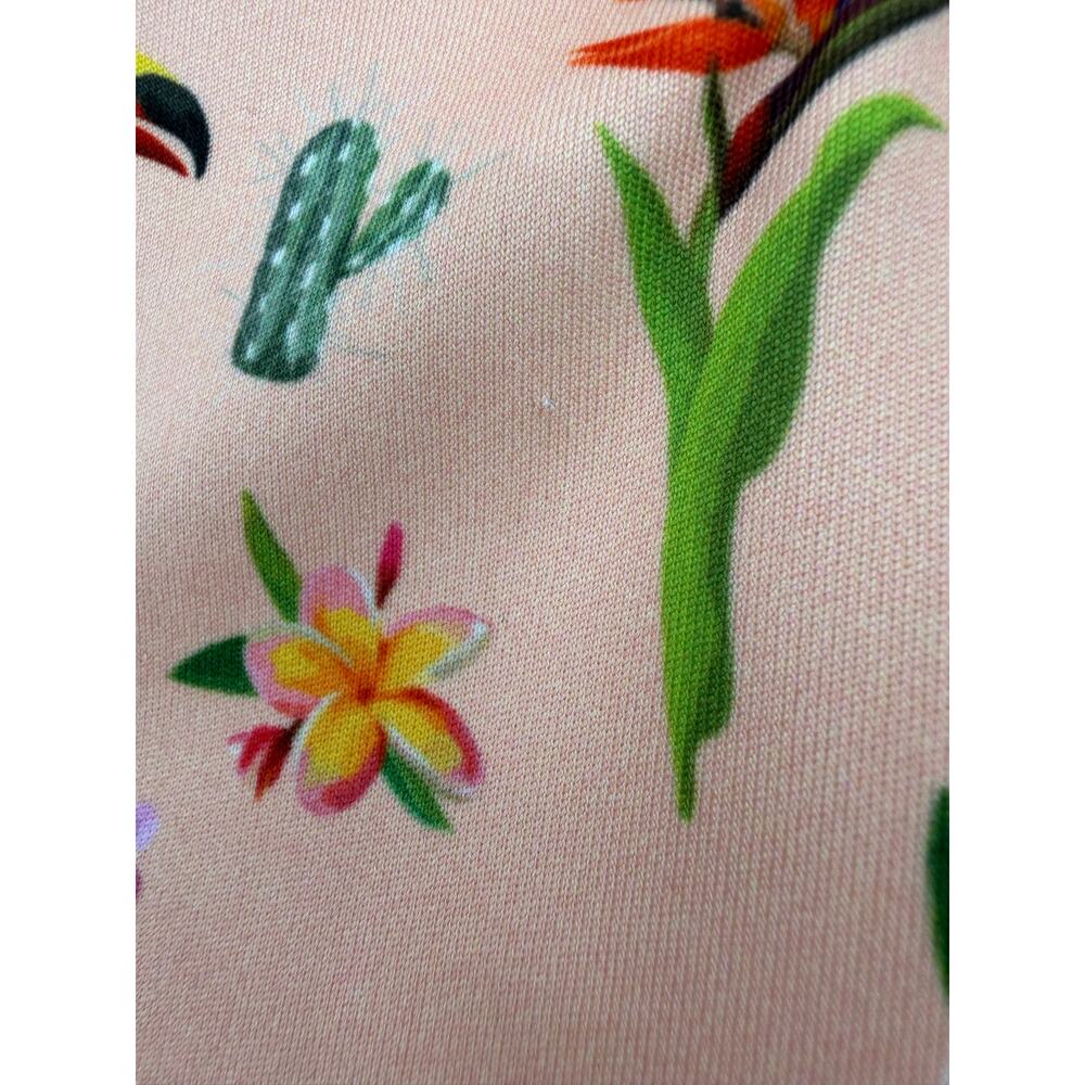 Bad Birdie Cactus Toucan Cacti Peach Golf Polo Tropical Print Golfcore Large UPF - Picture 5 of 8